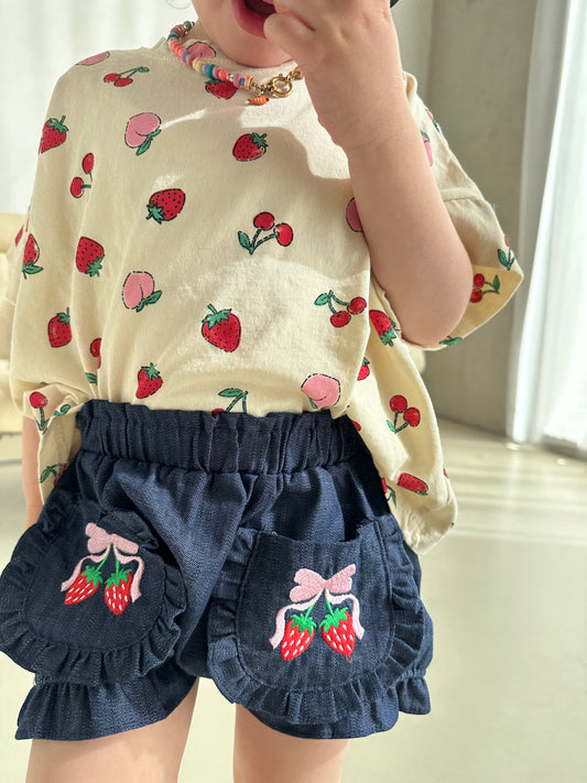 Denim Frilled Shorts