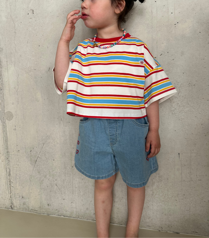 Cropped T-shirt Striped Multi