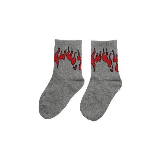 Flame Socks Grey/Red