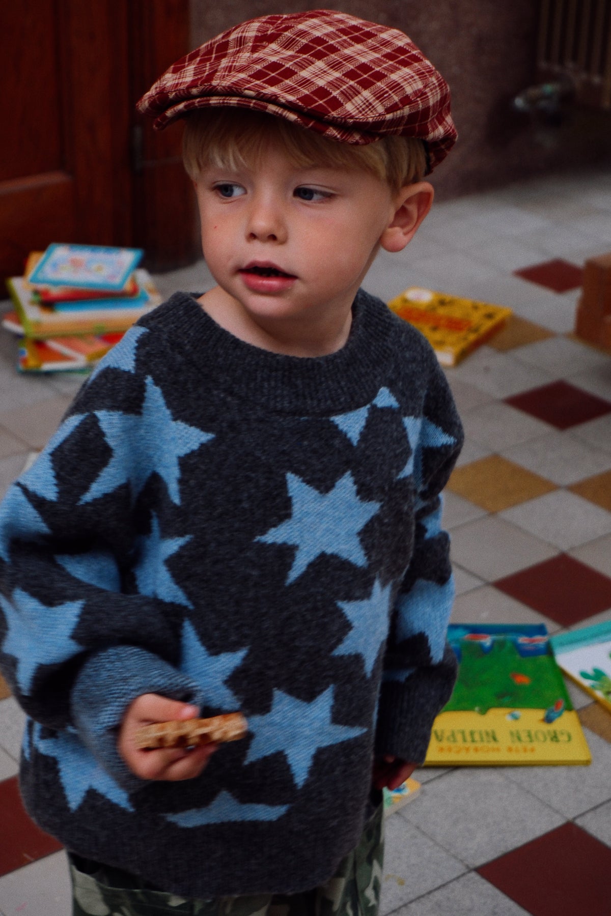 Knitted Sweater Stars Blue
